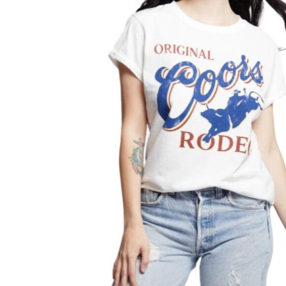 Odd People Womens T-Shirt Tee Original Coors Rodeo Graphic White L New - Picture 3 of 3